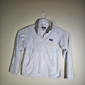 PATAGONIA Re-Tool Snap-T Fleece Pullover Womens Small White Pockets